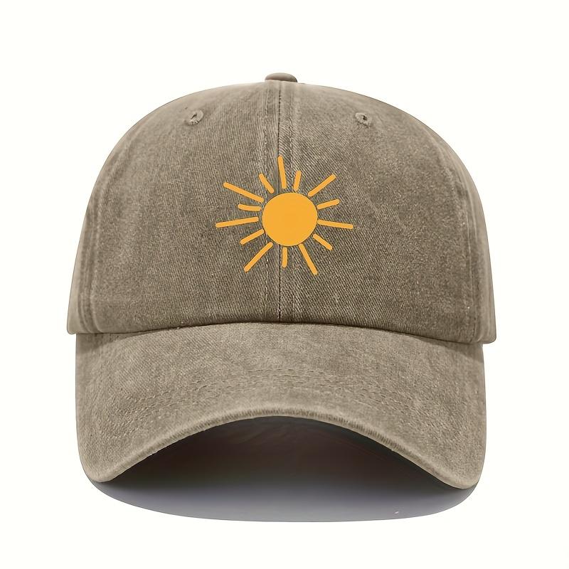 Goldene Sonne Print Baseballkappe Retro Leichtgewichtig Gewaschene Kappe Verstellbar Für Männer Und Frauen Adjustable gray