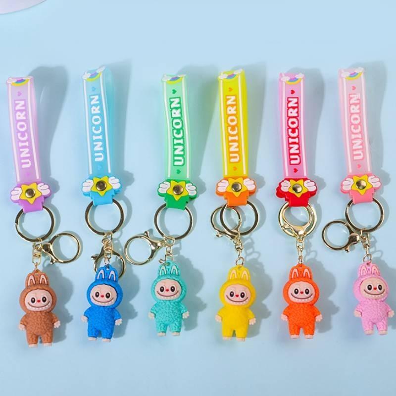 Colorful Cartoon Pvc Sheep Keychain Adorable Soft Keyring For Bags And Cars