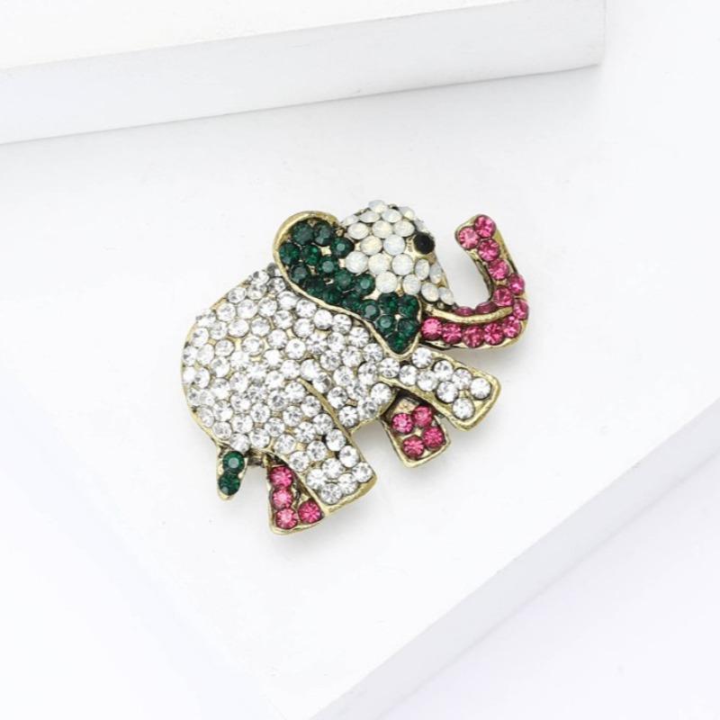 Enamel Rhinestone Elephant Brooches for Women Unisex Animal Pins Multi-color Available Fashion Jewellery Accessories Gifts