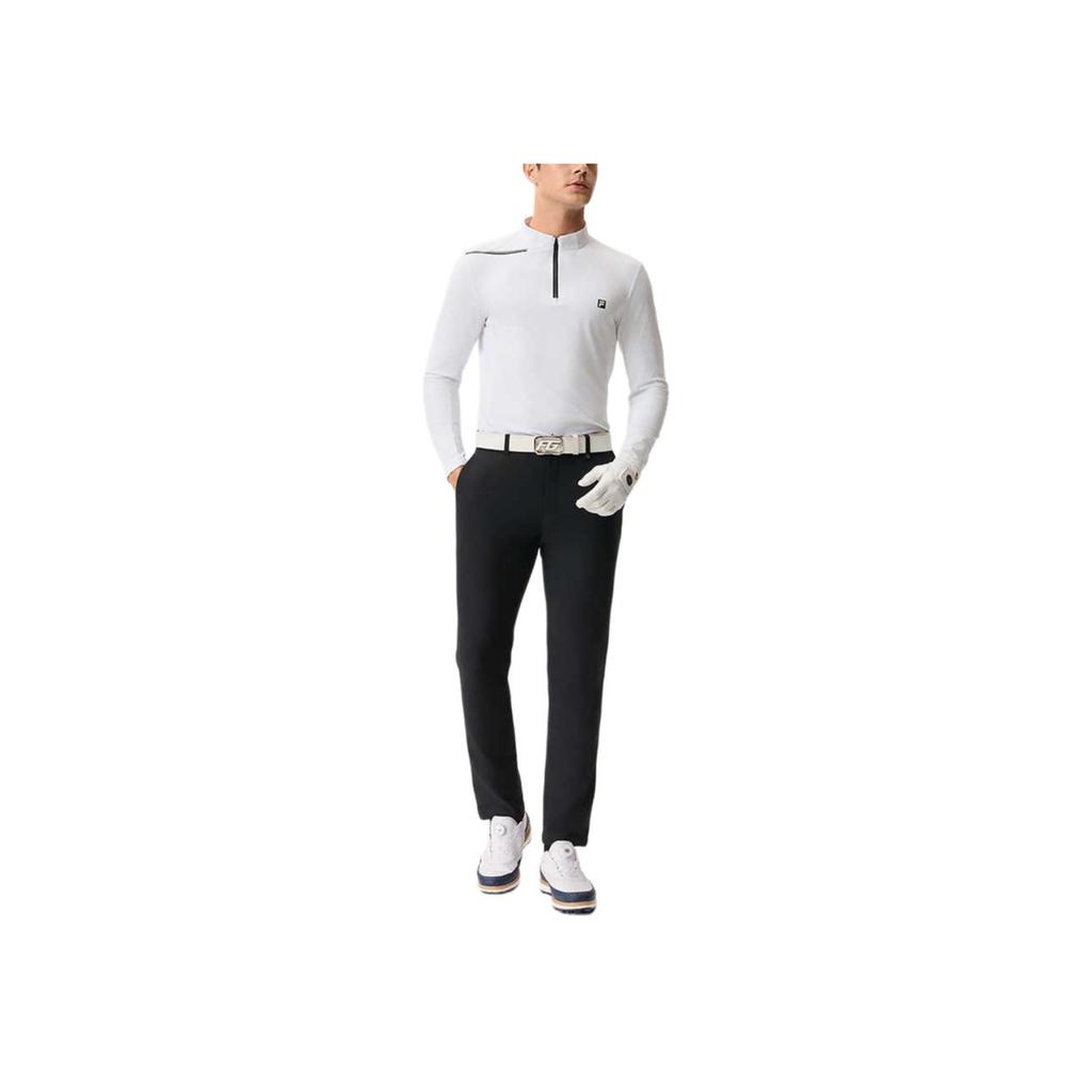 FILA Stand Collar Half Zip Knit Long Sleeve T-Shirt Men Tops Jade-White A11M515210FWT