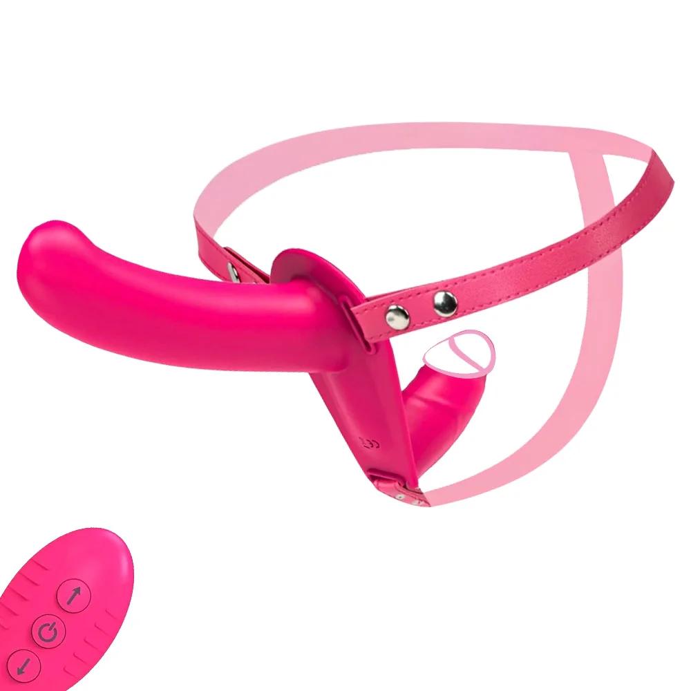 Double Head Artificial Penis Wearable Electric Strapon Vibrator For Lesbian Vibrating Sex Toys Strap On Belt Dildos For Girl