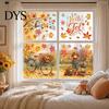 Decorative Glass Clings 6 Sheets Autumn Harvest Static Window Stickers, Maple Leaves Scarecrows Bicycle Owl Thanksgiving Home Decor Decals,