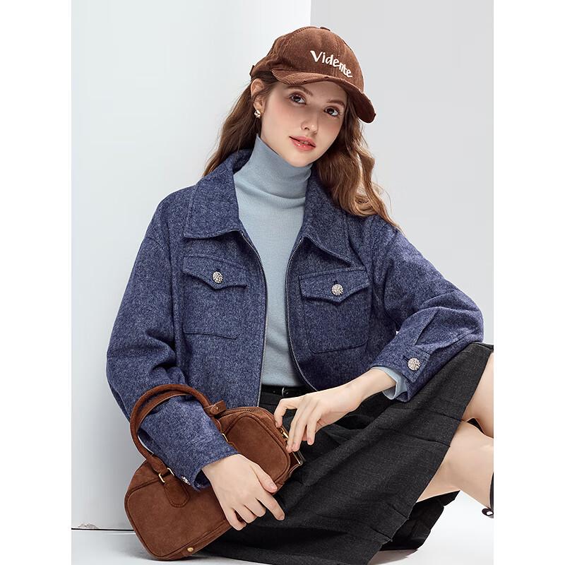 Betu Women's Detachable Hood Wool Blend Padded Short Coat