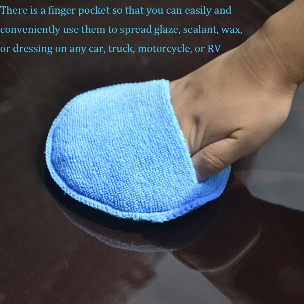 Microfiber Wax Applicator, AutoCare Ultra-Soft Microfiber Wax Applicator Pads With Finger Pocket Wax Applicator For Cars Wax Applicator Foam Sponge