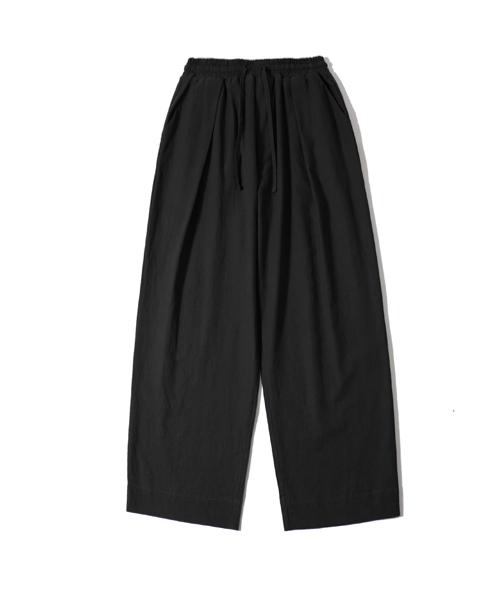EASE Linen Elastic Waist Pants [Wide Fit]_Black_Unisex_Unisex