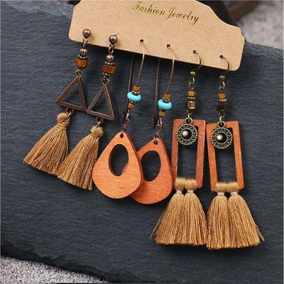 3 Pair/ Set Wedding Earrings Long Tassel Earrings Bohemia Bohemia Drop Earring  Decoration