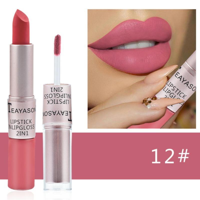 

12 цветных помад для губ, водостойкая, долговечная, матовая, бархатная, блеск для губ, макияж