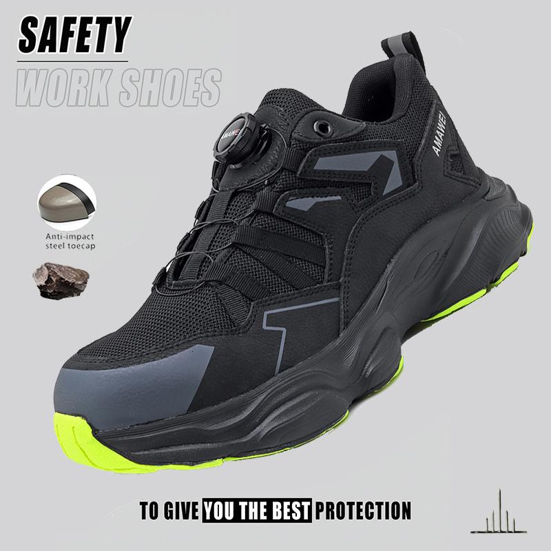 

Mens Safety Shoes With Steel Toe Cap Anti-Puncture Work Shoes Non-Slip Indestructible Safety Lightweight Casual Work Shoes Black 41