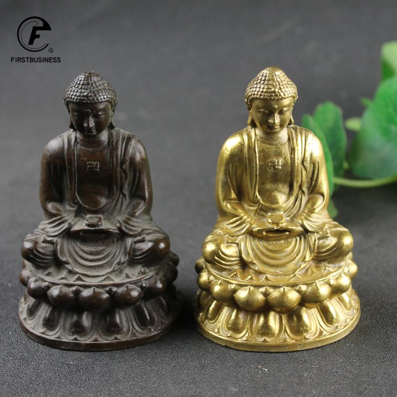 Antique Copper Tathagata Buddha Statue Home Decorations Sculpture Vintage Living Room Office Desk Ornaments Miniatures Figurines