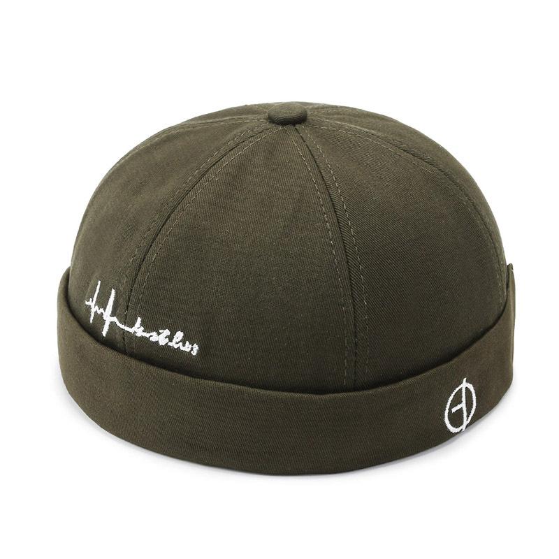 Fashion Men Docker Cap Brimless Skullies Cap Beanie Hat Soft Top Hats Hip Hop Hats Adjustable Vintage Solid Color Street Caps