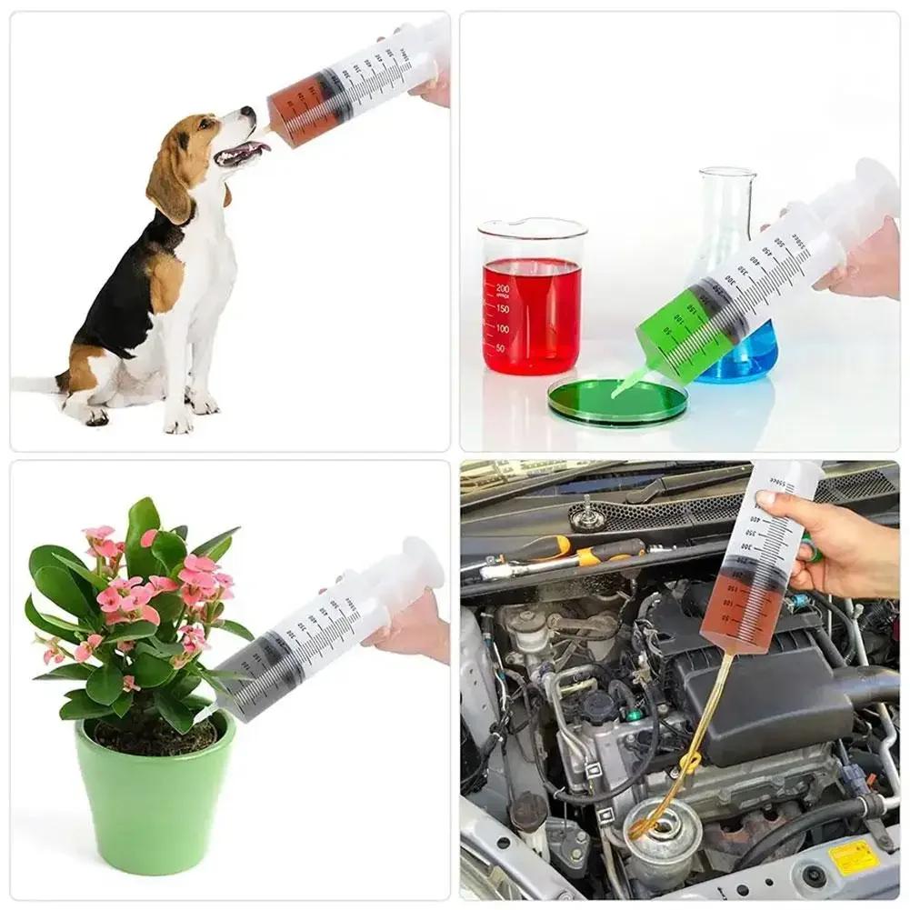 NEW 150/300/550ml Large Capacity Syringes Oil Pump With 1m Hose Pet Feeding Measuring Pump Hydroponics Nutrient Big Syringe