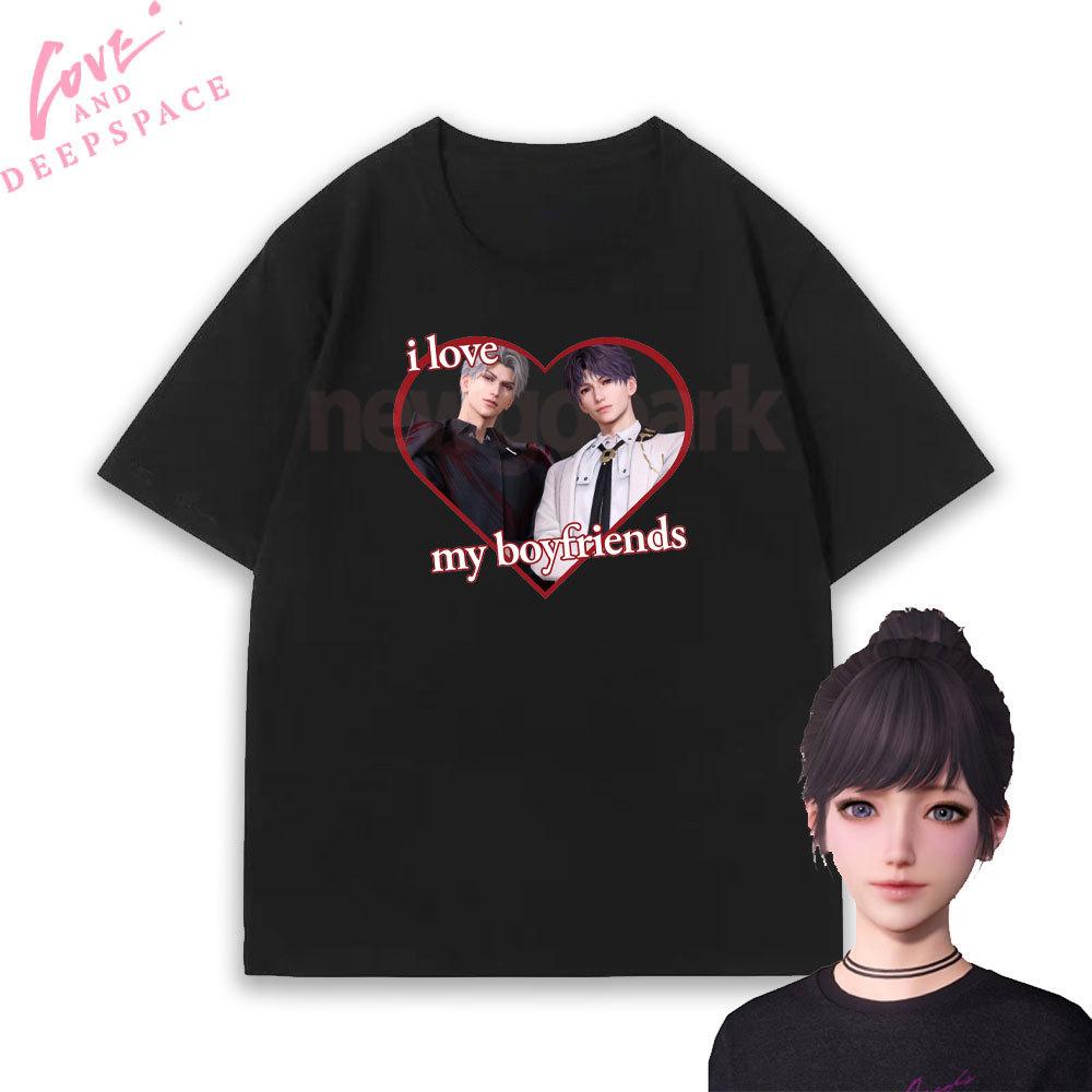 I Love My Boyfriend Sylus and Rafaye Printed Tshirt Otome Game Love and Deepspace T Shirts Women Unisex Girlfriend Cotton Tops Tee