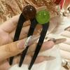 French Twist Pearl Beads Hair Stick Hair Clip Acetate U-Shaped Hairpin Vintage Tortoise Shell Women Hair Bun Pin Headwear
