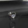 Cold Minimalist Stylish S925 Silver Ring With Unique Blue Sapphire Elements And Adjustable Size