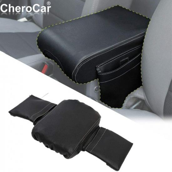 

For 2007-10 JK Jeep Wrangler Central Armrest Box Leather Pad Cover & Storage Bag