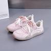 Fashion Pink Girls Mesh Satin Shoelaces Lace Up Sneakers 2025 New Fashion Women Casual Shoes Round Toe Platform Training Shoes
