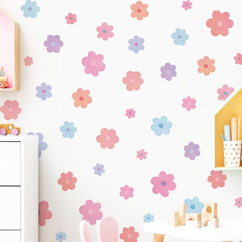 Bohemian Flower Wall Sticker Watercolor Daisy Self-adhesive Pvc Sticker Children's Room Bedroom Living Room Wall Decoration