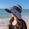 Big head circumference vinyl empty top hat women's summer straps versatile face small sunscreen hat UV protection sun hat