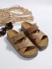 Large Size Casual Sandals Women's Summer New Thick-soled One-word Strap Cross-woven Sandals