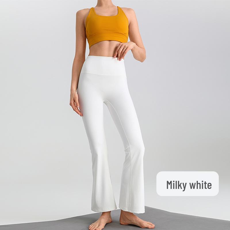 Nude Feel Slim-Fit High Elasticity Petite Micro-Flare Yoga Pants with Optional Logo for Women