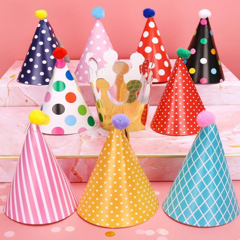 11 Pieces/bag Happy Birthday Party Hats Polka Polka Dot Hats Shower Decorations for Boys and Girls Birthday Party Photos Props