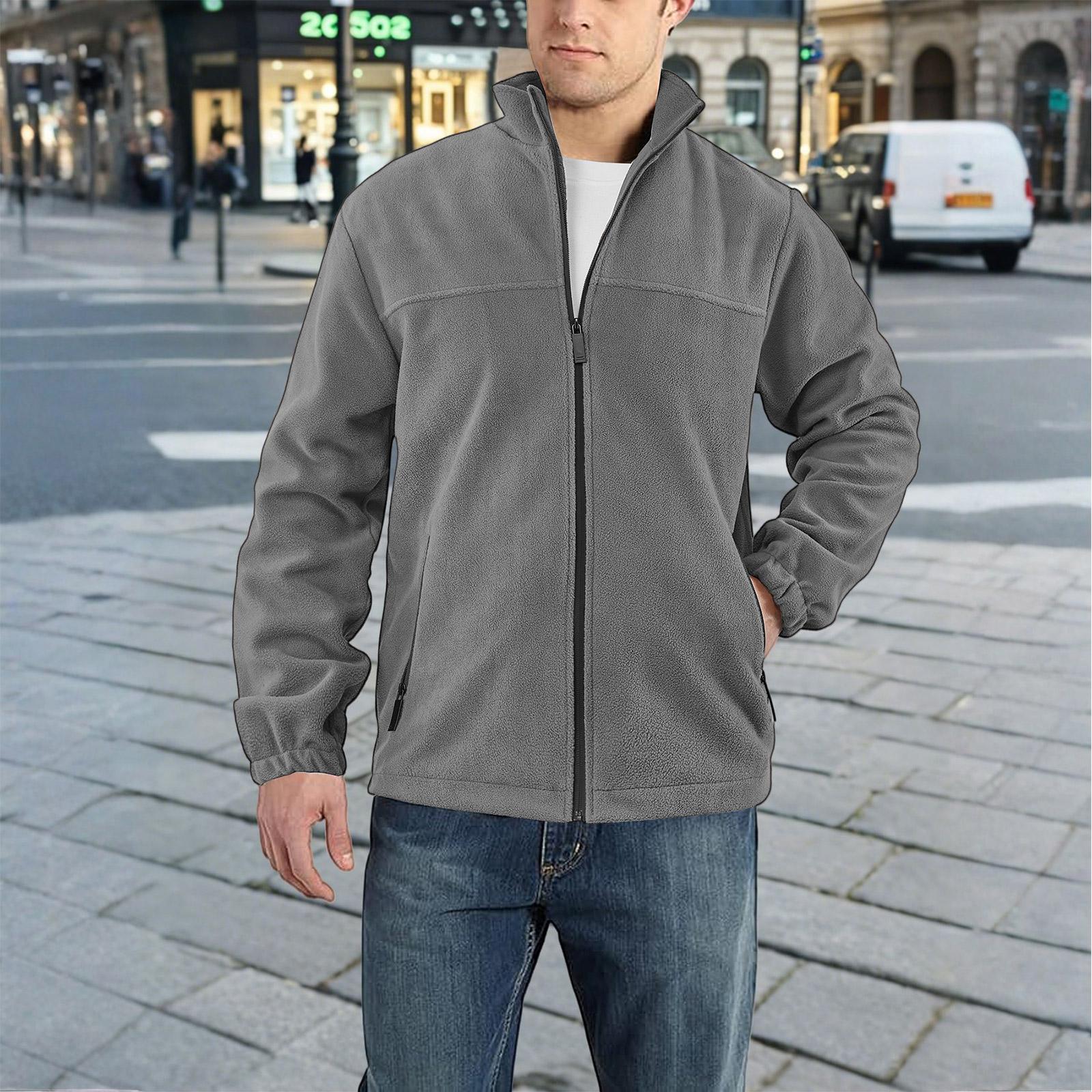 

Мужская флисовая куртка для улицы на молнии с длинными рукавами M