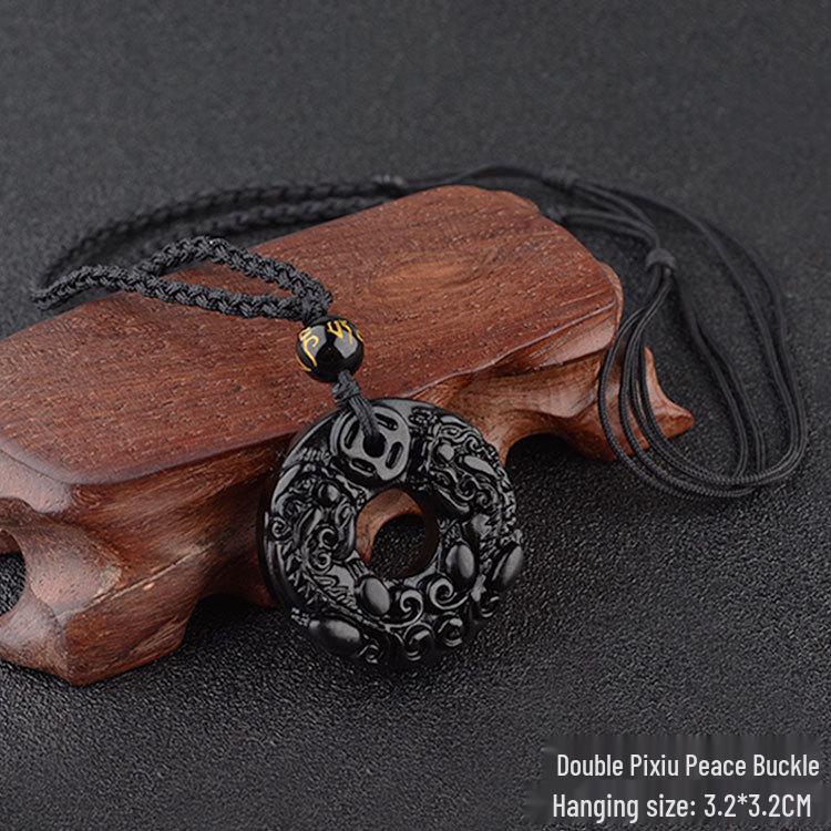 Obsidian Pixiu Pendant Necklace for Men and Women - Attract Wealth and Good Luck with Crystal Accessories
