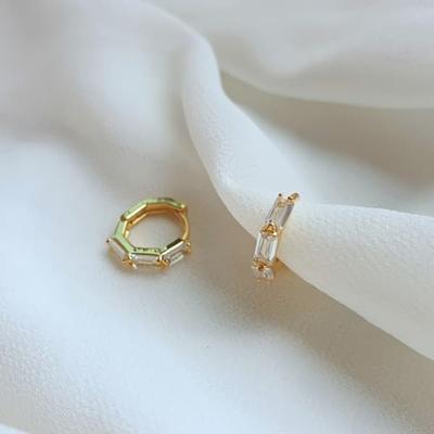 Boucles d'oreilles carrées cubiques plaquées or 15K pour femmes, à une touche