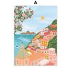 Santorini Lemon Coffee Flowers Abstract Landscape Posters and Prints Wall Art Canvas Painting Pictures For Living Room Home Deco