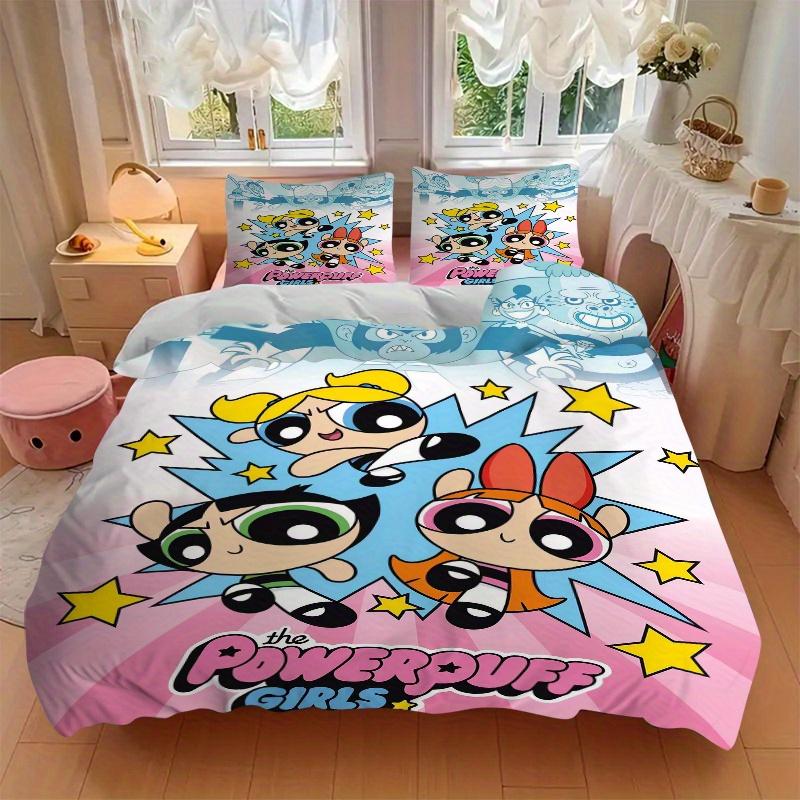 3er Set Coole Powerpuff Girls Bettwäsche - Enthält 1 Bettbezug und 2 Kissenbezüge, Bequeme Bettwäsche mit Stilvollem Design für Schlafzimmer, Machi