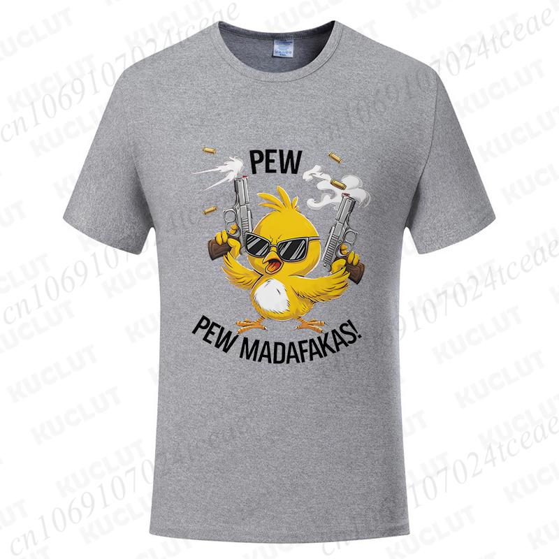 Pew Pew Madafakas Men's T-shirts Cute Chick Funny Graphic Tops Summer Short Sleeve Tees Trendy Streetwear Male Oversized Clothes