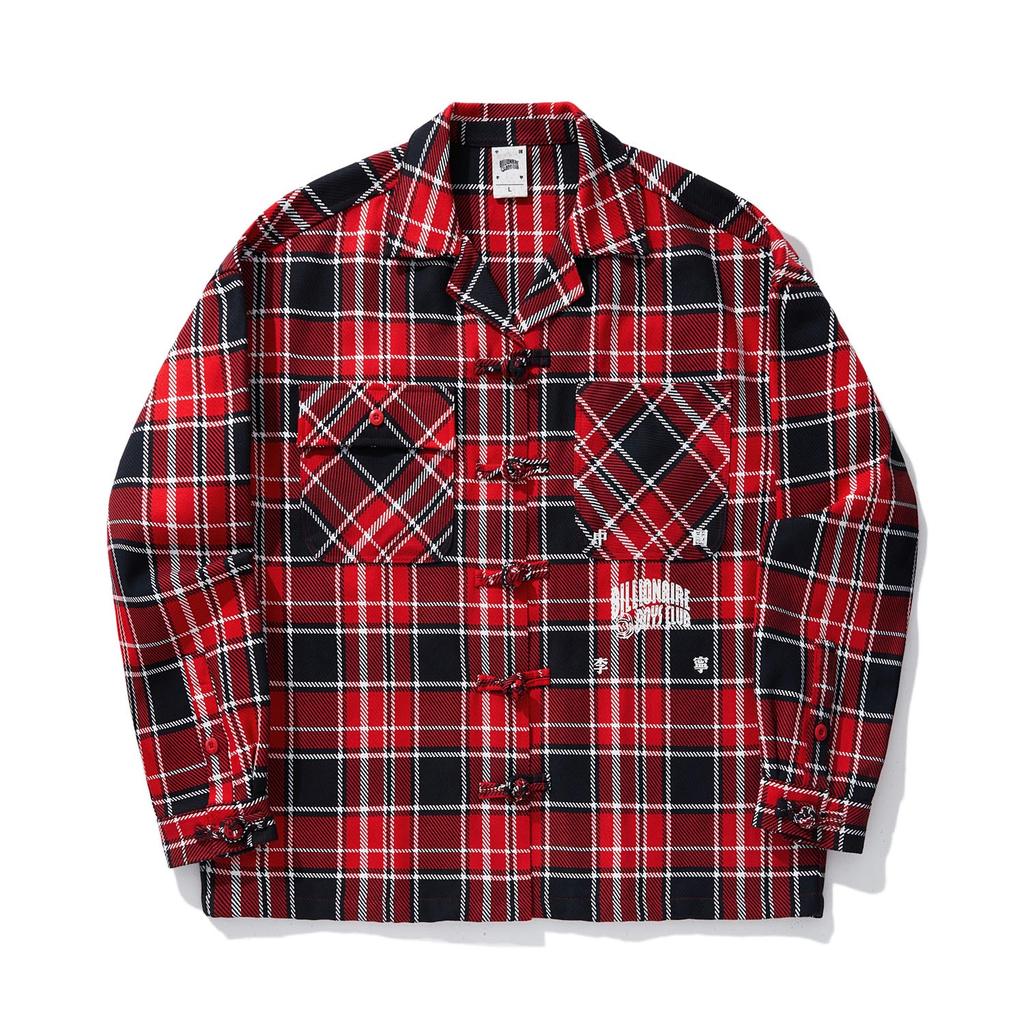 Li Ning X Billionaire Boys Club Collaboration Daily Prosperity Series Chinese Knot Dragon Year Pattern Plaid Long Sleeve Shirt Men Shirts ASHU449-2