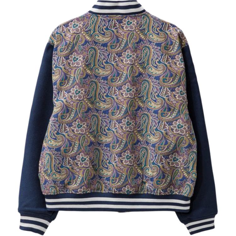 Vans All Over Print Letter And Number Long Sleeve Baseball Collar Single Breasted Jacket Men Jacket Blue VN0A7SRQ448