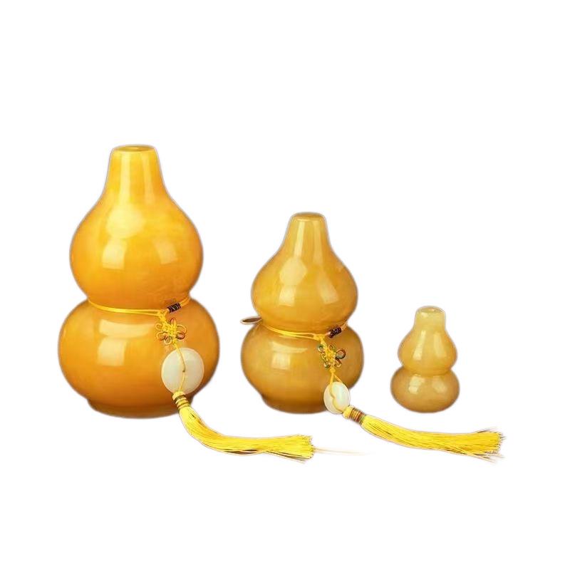 

Beige Jade Gourd Stone Ornaments - Auspicious Cloud Handicrafts for Office Gifts Height 8 cm
