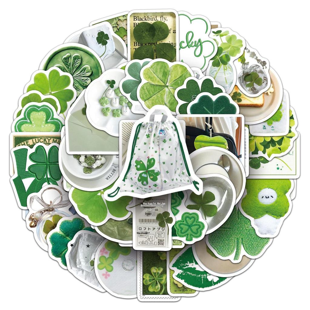 50 Four-Leaf Clover Graffiti Stickers – Creative Fresh Plant Theme for DIY Phone Decoration