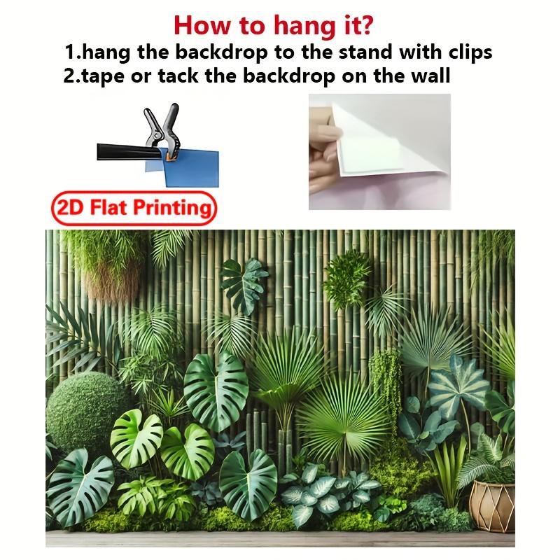 2D planar banner, tropical bamboo fence with green leaf background banner - durable polyester fiber photography background