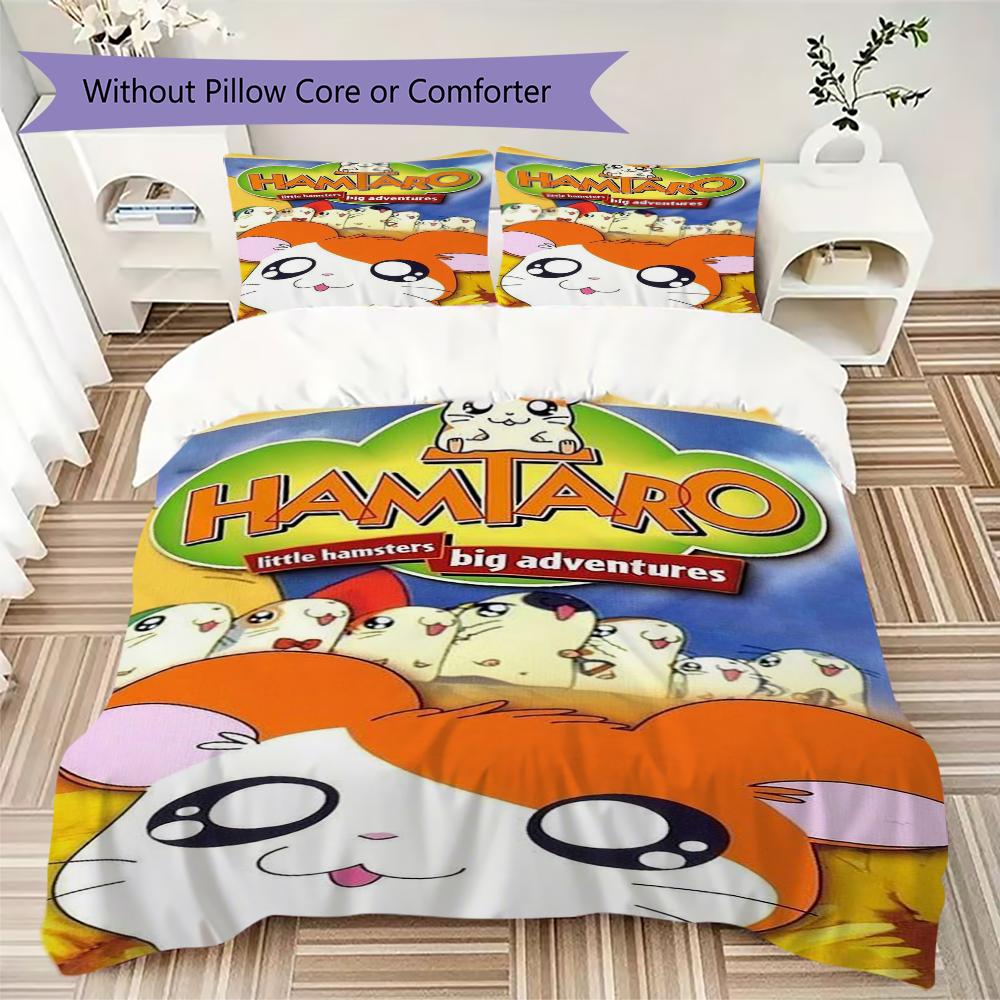 Set Copripiumino Trapuntato con Fantasia Hamtaro Copripiumino Federa Decorazione per la Casa Regalo di Compleanno (1 * copripiumino + 2 * federe senza imbottitura)