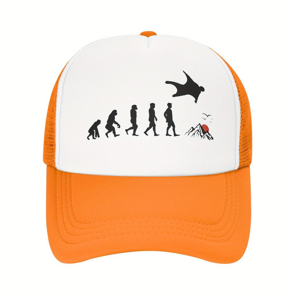 Wingsuit Flying Evolution Trucker Hat Polyester Mesh Adjustable Baseball Cap for Men Women Casual