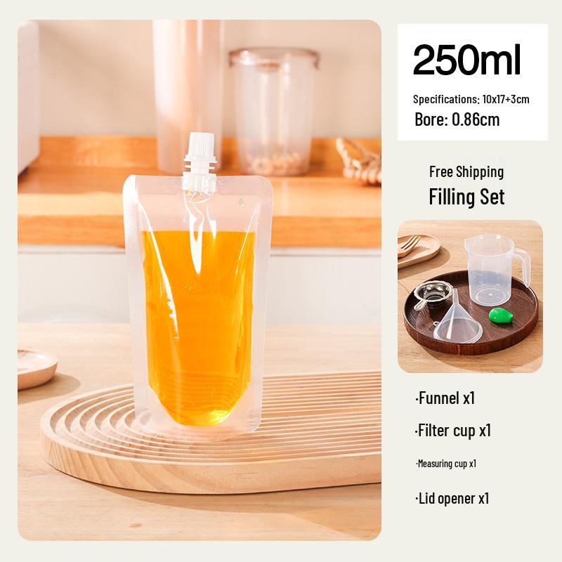 Large Transparent Spout Pouch for Cereal, Grain, Milk Tea, or Soy Milk Portioning and Sealing