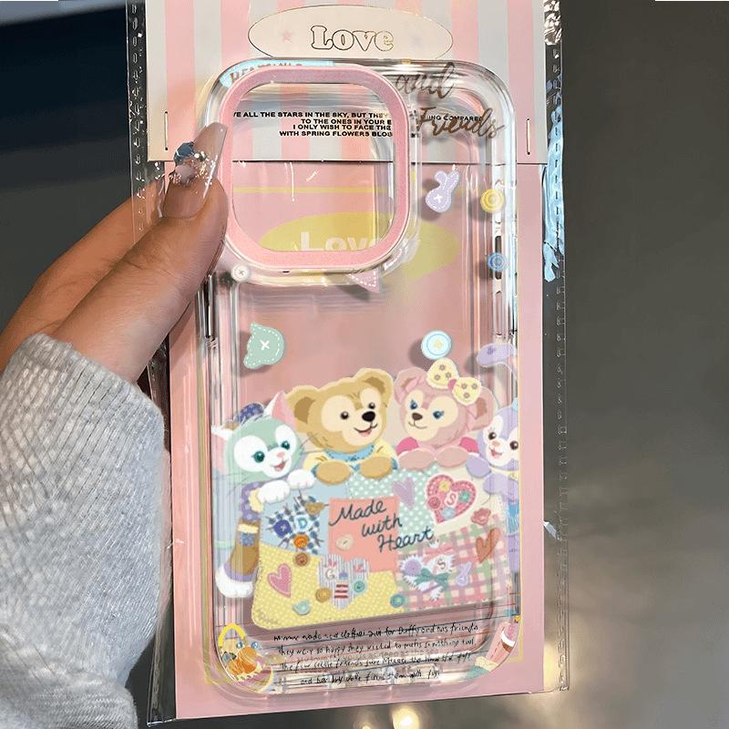 Cute Duffy Bear Soft Cartoon Case for iPhone 16/14/13/12 Pro Max/XR/XS