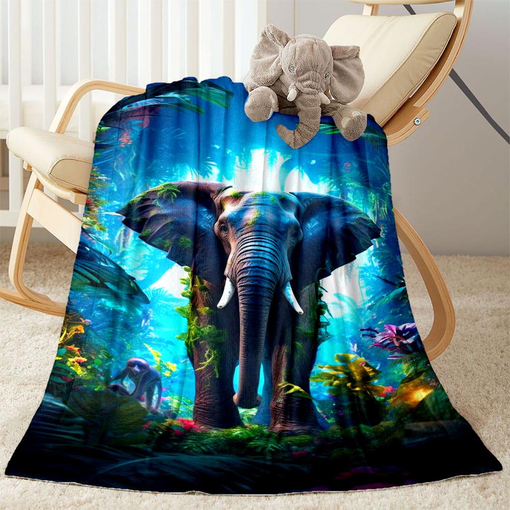 Colorful Elephant Garden Blanket Suitable for Offices, Travel, Living Rooms Also a Good Gift for Friends and Family Suitable for All Seasons.