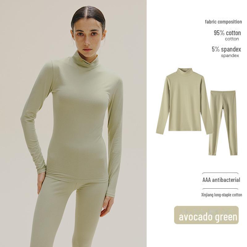 

Женский комплект термобелья из хлопка со средней горловиной - легкий для осени и зимы M