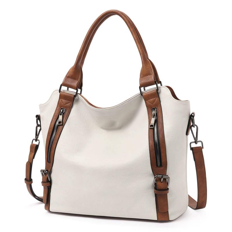 

Women s Vegan Leather Laptop Tote Bag, Large Capacity Shoulder Hobo Bag, Trendy Versatile Daily Commute Work Bag білий