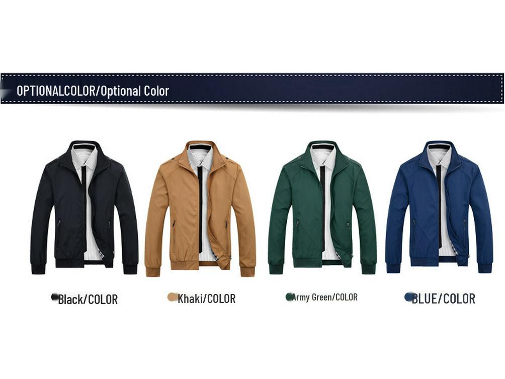 Men's Slim Fit Korean Style Autumn Jacket - Solid Color, Handsome Casual Wear