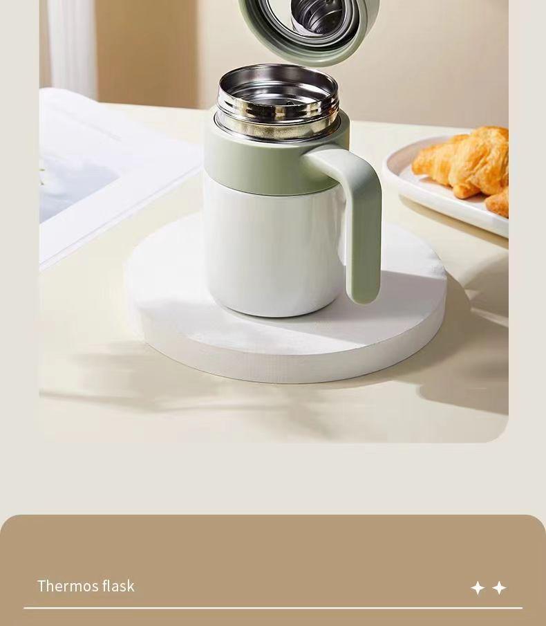 316 Stainless Steel Office Thermos Mug with Handle for Tea Separation, Suitable for Men and Women