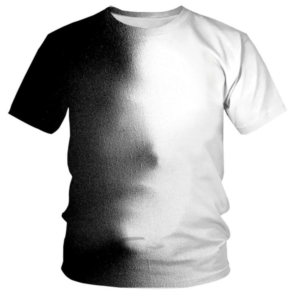 Trendy Tiger 3D Digital Print Men's Fashion round Neck Short Sleeve T-Shirt Summer Casual Wear Standard Fit Youth Popular Style