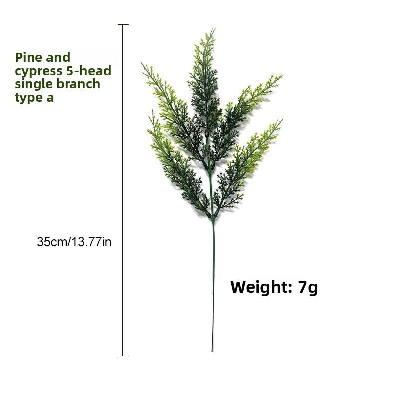 Artificial Simulation Green Plant Pine and Cypress Flocking Single Christmas Gift Accessory Decoration