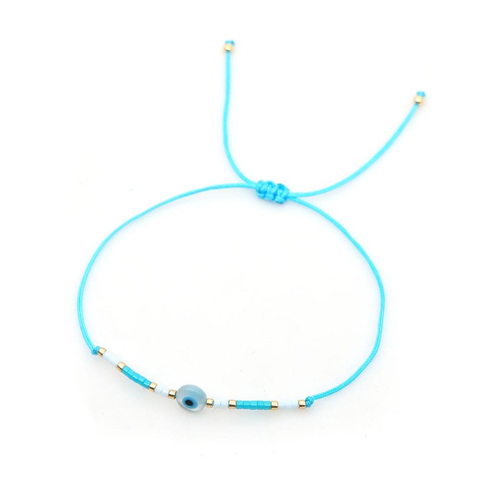 Niche Ethnic Style Miyuki Seed Bead Bracelet: Deep Sea Blue Eye Shell Lucky Braid