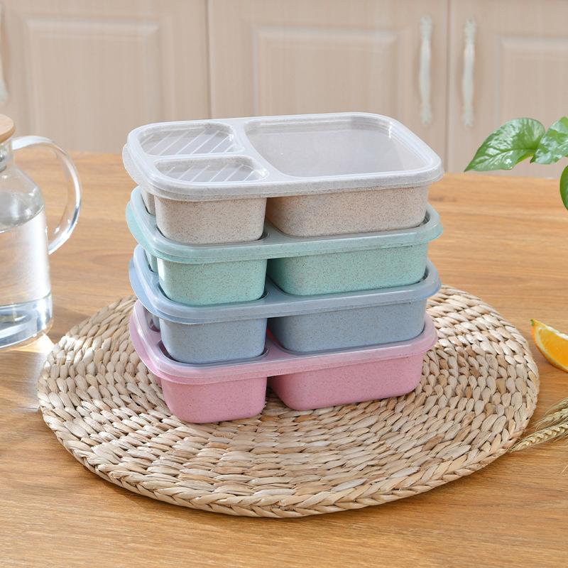 Mikrowellen-Lunchbox, Weizenstroh, Geschirr, Frischhaltedose, für Kinder, Kinder, Schule, Büro, tragbare Bento-Box, Lunch-Tasche