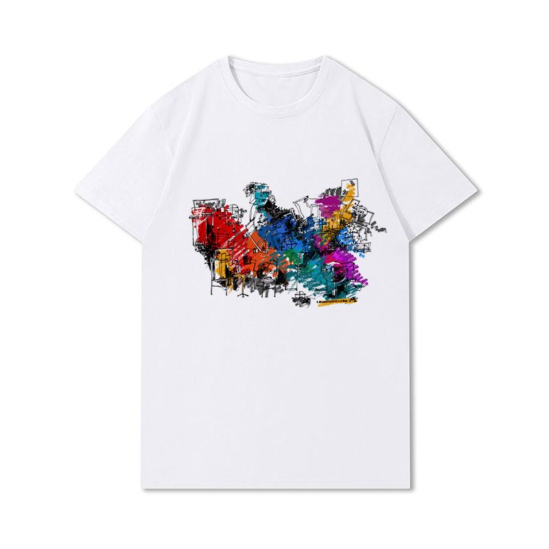 S-3XL 100 mønstre Sommerhvite T-skjorter for kvinner Trykt Uformelle korte ermer Topper O-hals T-skjorter